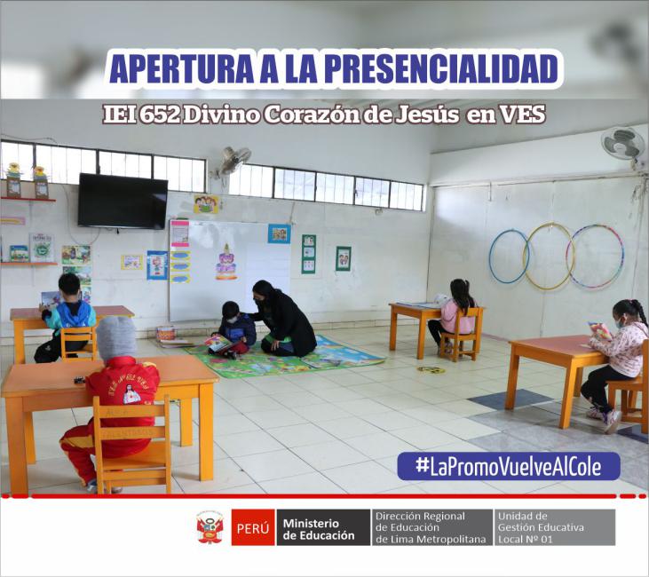Niños de 5 años retornan a semipresencialidad en iei 652 divino corazón de jesús de ves