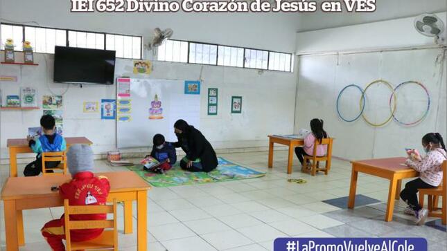 Niños de 5 años retornan a semipresencialidad en iei 652 divino corazón de jesús de ves