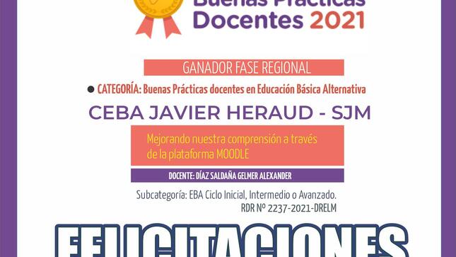 Ceba javier heraud gana concurso nacional de buenas prácticas docentes 2021 fase regional