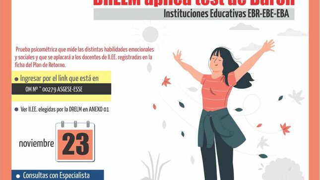 Drelm aplica el test de barón de ii.ee. ebr-ebe-eba hasta 23 noviembre