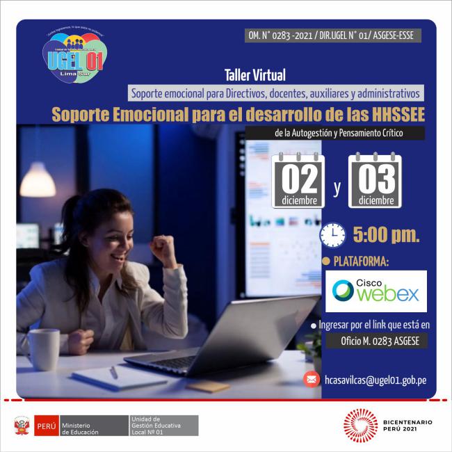 Taller virtual de soporte emocional para el desarrollo de las hhssee de la autogestión y pensamiento crítico