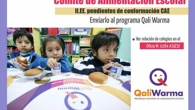 Ii.ee. pendientes de conformación cae enviarlo al programa qali warma