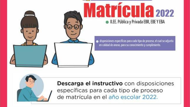 Instructivo de matrícula 2022 para ii.ee. pública y privada de ebr