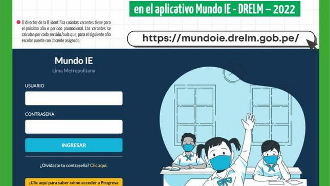Registro de vacantes en el aplicativo mundo ie - drelm – 2022
