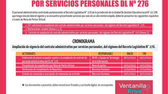 Contrato administrativo por servicios personales dl nº 276