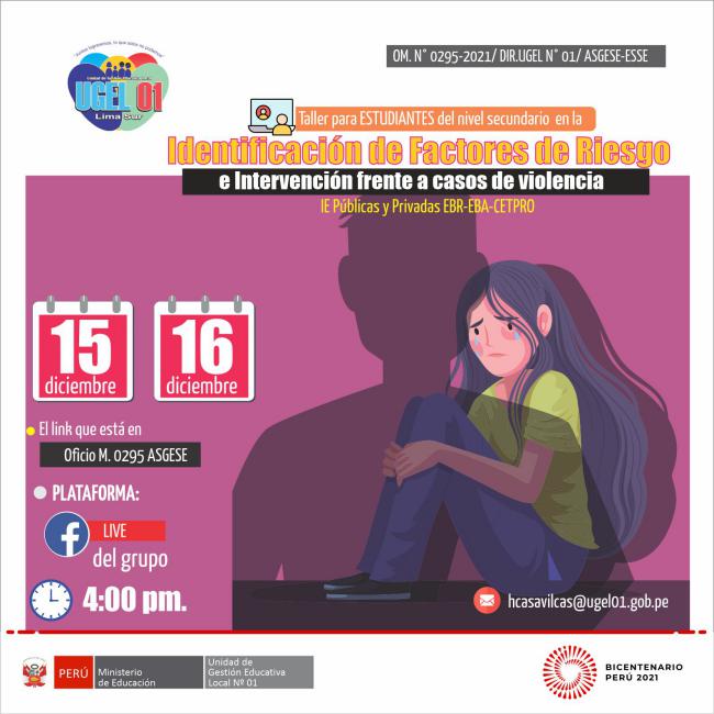 Taller para estudiantes del nivel secundario en la identificación de factores de riesgo e intervención frente a casos de violencia