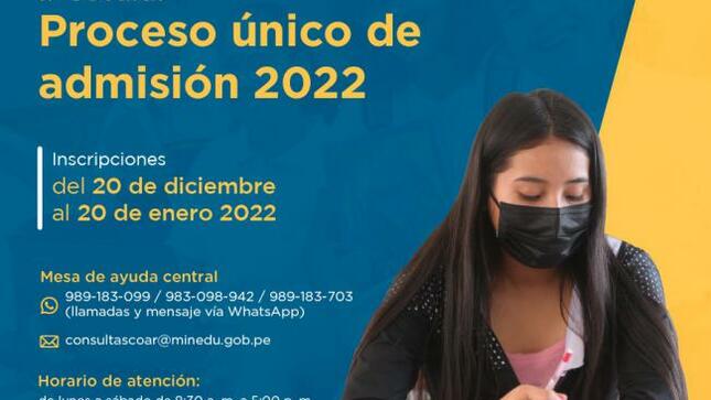 Postula: proceso único de admisión 2022 coar