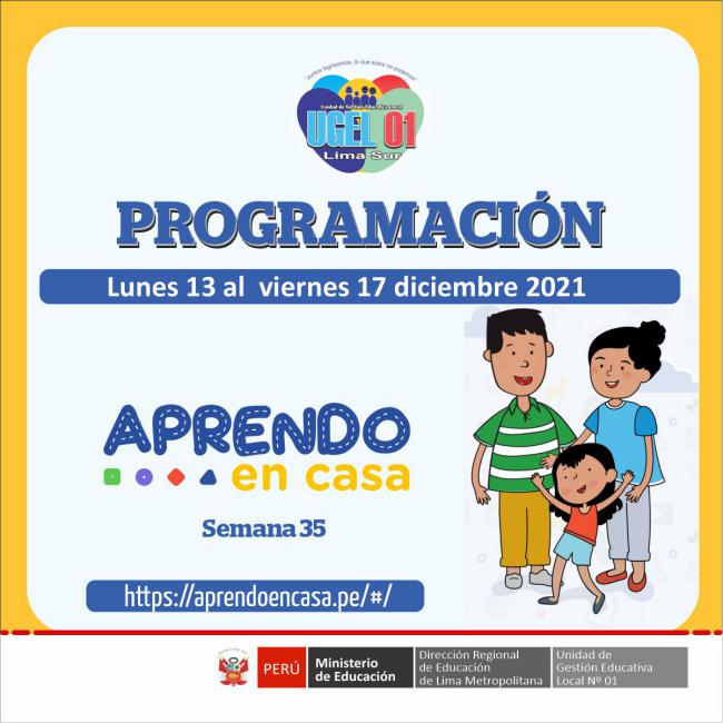 Programación de aprendo en casa del 13 al 17 de diciembre 2021