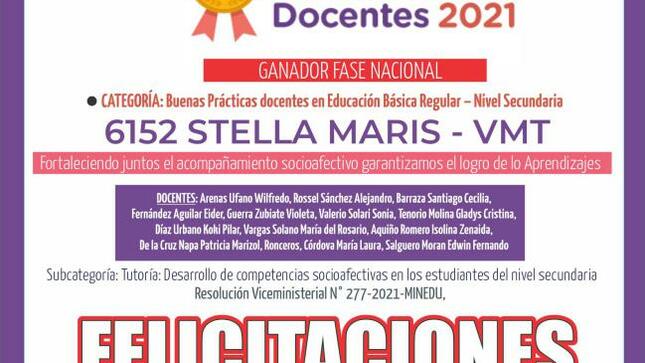 Ie 6152 stella maris gano ix concurso nacional de buenas prácticas docentes - 2021 edición bicentenario