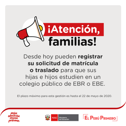 Desde hoy es posible solicitar la matrícula y traslado de estudiantes a colegios públicos