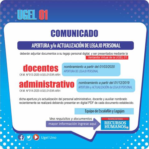 Apertura y/o actualización de legajo personal docente y administrativo