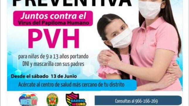 Vacunación preventiva contra el virus del papiloma humano pvh