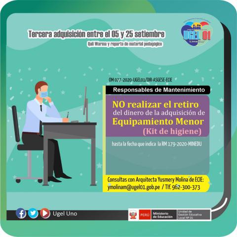 Información sobre adquisición de equipamiento menor (kit de higiene)