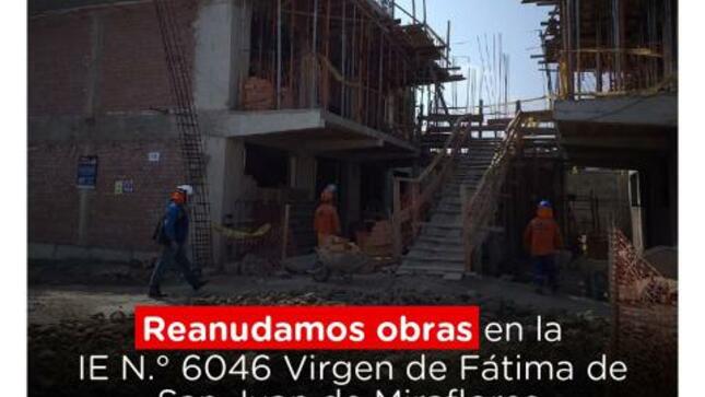 Pronied reinicia construcción de ie 6046 virgen de fátima de sjm