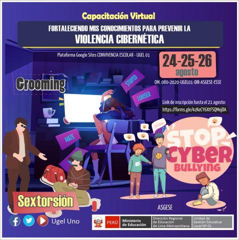 Capacitación virtual para prevenir la violencia cibernética en la ie.