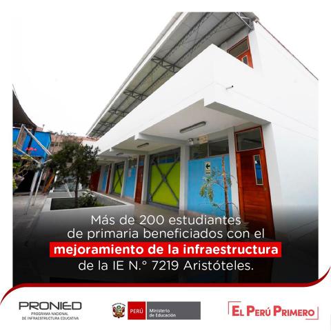 Pronied realizará mejoramiento de infraestructura en ie 7219 aristóteles de sjm