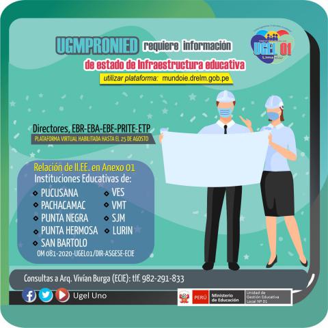 Ugmpronied requiere información de estado de infraestructura educativa