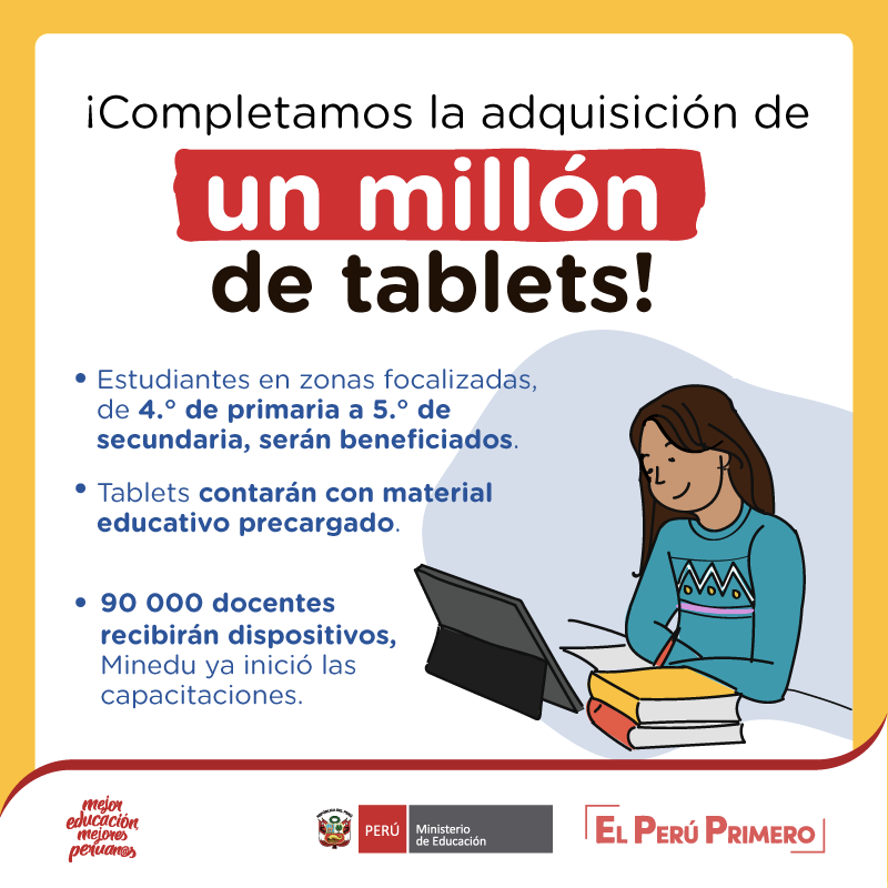 Ministerio de educación completa la adquisición de más de un millón cincuenta mil tabletas