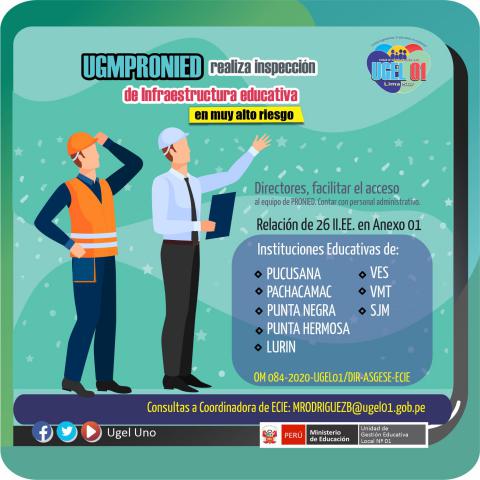 Pronied realiza inspección de infraestructura educativa en muy alto riesgo