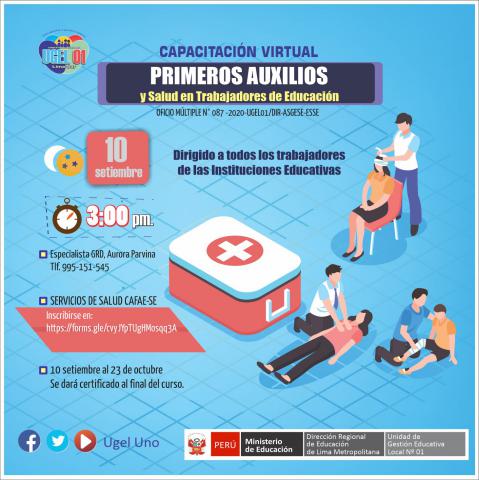 Capacitación virtual: primeros auxilios y salud en trabajadores de educación