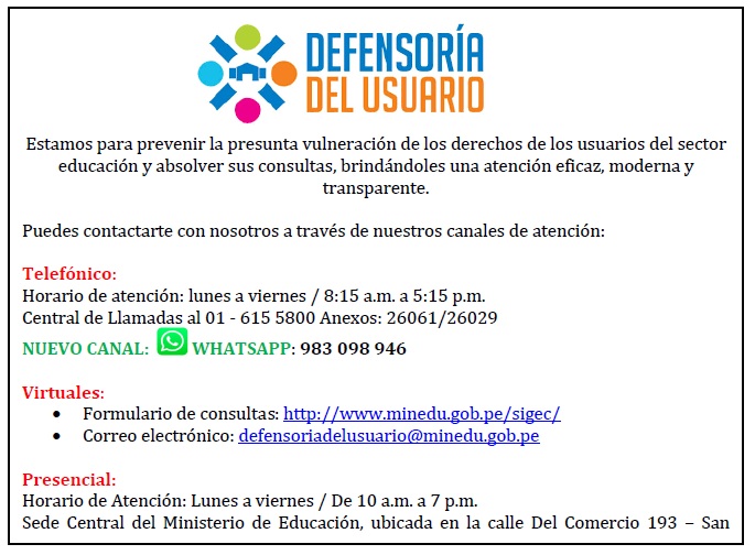 Canales de atención defensoría del usuario