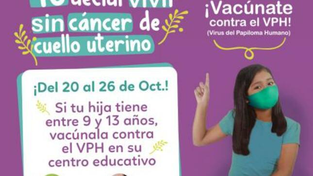 Vacúnate contra el pvh (virus de papiloma humano) del 20 al 26 octubre