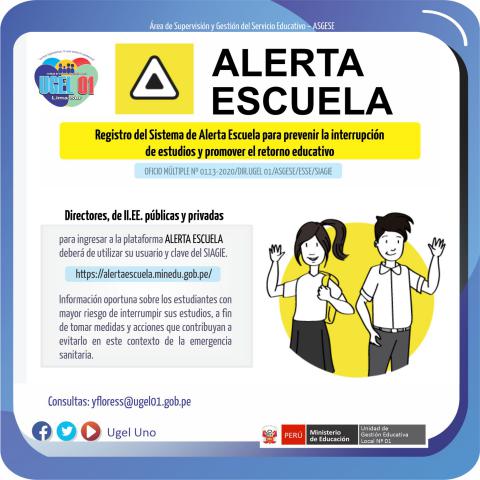 Directores de ii.ee. públicas y privadas ingresar a plataforma alerta escuela