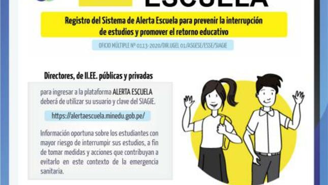 Directores de ii.ee. públicas y privadas ingresar a plataforma alerta escuela