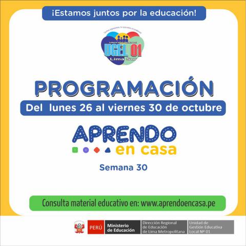 Programación de aprendo en casa (26 al 30 octubre 2020)