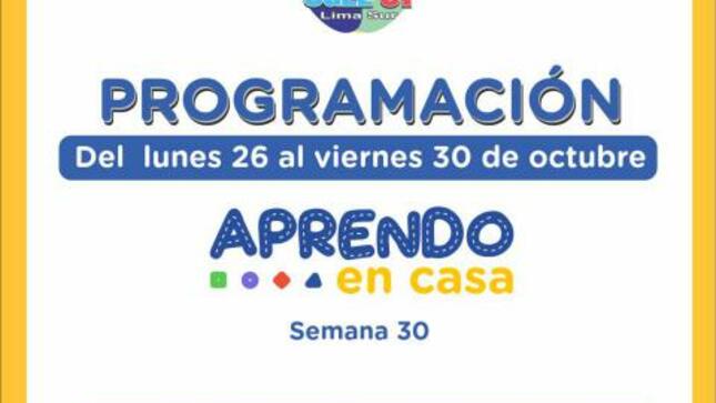 Programación de aprendo en casa (26 al 30 octubre 2020)