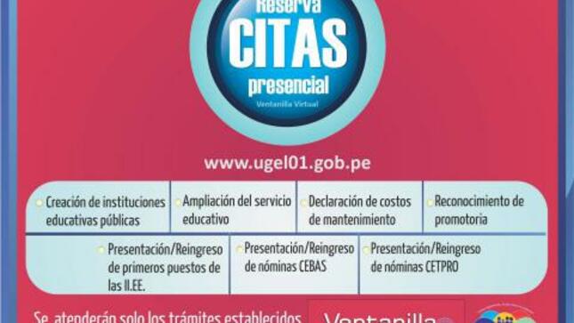 Reserva de cita presencial para trámite documentario ugel 01