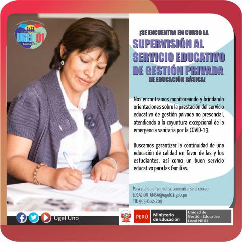 Supervisión al servicio educativo de gestión privada de educación básica