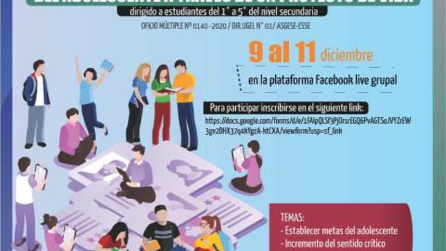 Iii taller virtual: promovemos el desarrollo y crecimiento del adolescente a través de un proyecto de vida