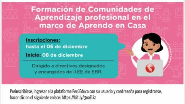 Curso virtual: formación de comunidades de aprendizaje profesional en el marco de aprendo en casa