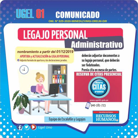 Apertura y actualización de legajo personal administrativo (nombrado 01/12/2019)