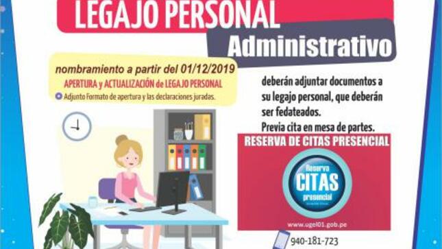 Apertura y actualización de legajo personal administrativo (nombrado 01/12/2019)