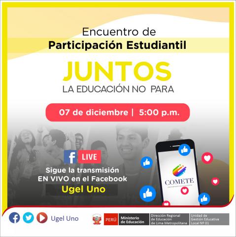 Encuentro virtual de participación estudiantil – ugel uno el 07 de diciembre