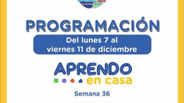 Programación de aprendo en casa (07 al 11 de diciembre 2020)