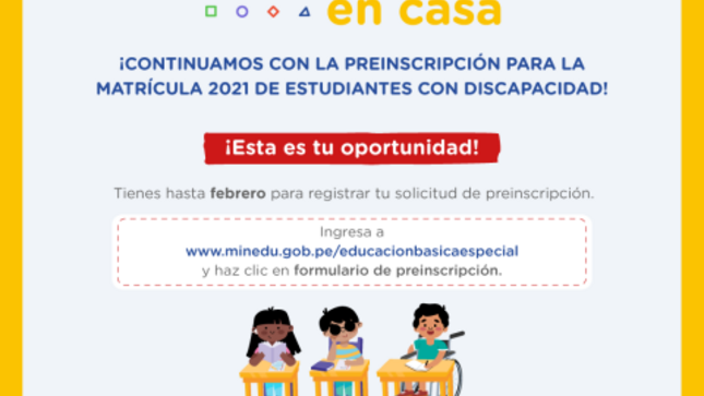 Preinscripción matrícula 2021 de estudiantes con discapacidad