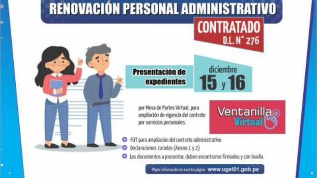 Renovación personal administrativo contratado d.l. 276
