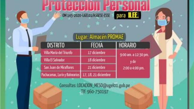 Entrega de equipos de protección personal para ii.ee.