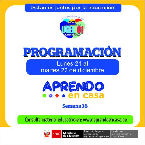 Programación de aprendo en casa (21 al 22 de diciembre 2020
