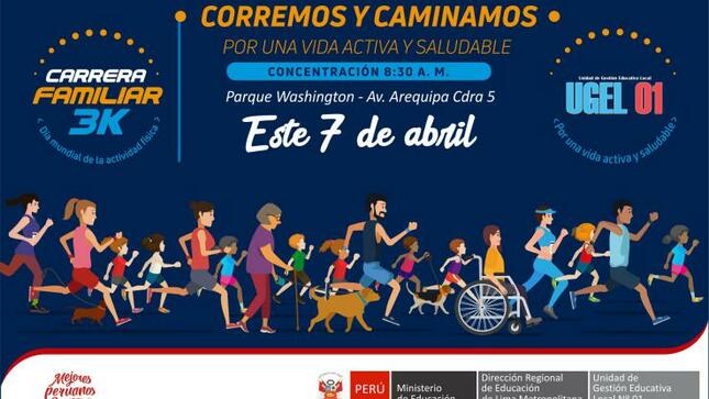 Participemos de la carrera familiar 3k este 7 de abril