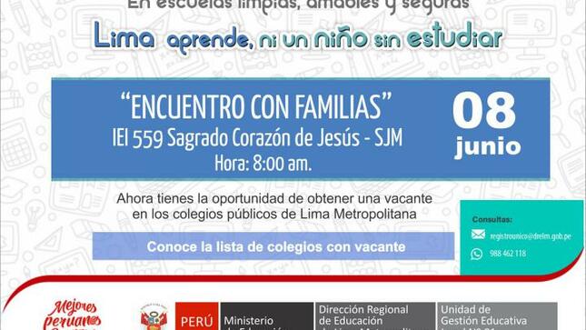 “encuentro con familias” en iei 559 sagrado corazón de jesús en sjm