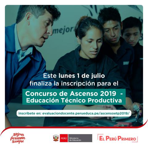 Últimos días de inscripción para el concurso de ascenso de docentes de educación técnico productiva 2019