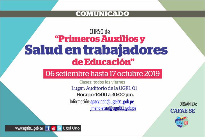 Curso: primeros auxilios y salud en trabajadores de educación