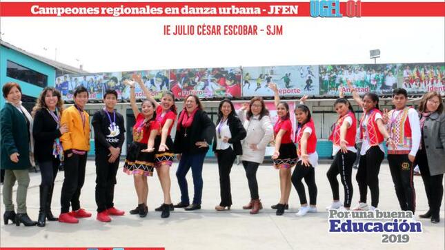 Campeones regionales en danza urbana en juegos florales escolares nacionales