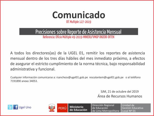 Precisiones sobre reporte de asistencia mensual