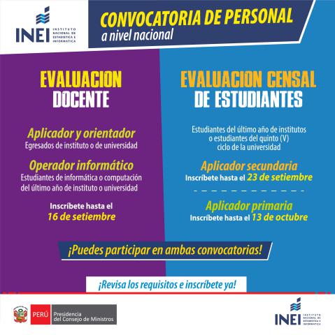 Convocatorias de personal (inei) como aplicadores