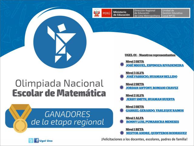 Estudiantes ganadores de etapa regional - onem 2018